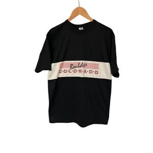 Vtg USA Single Stitch Streetwear Boulder Colorado 80s 90s Artex Black T-Shirt XL